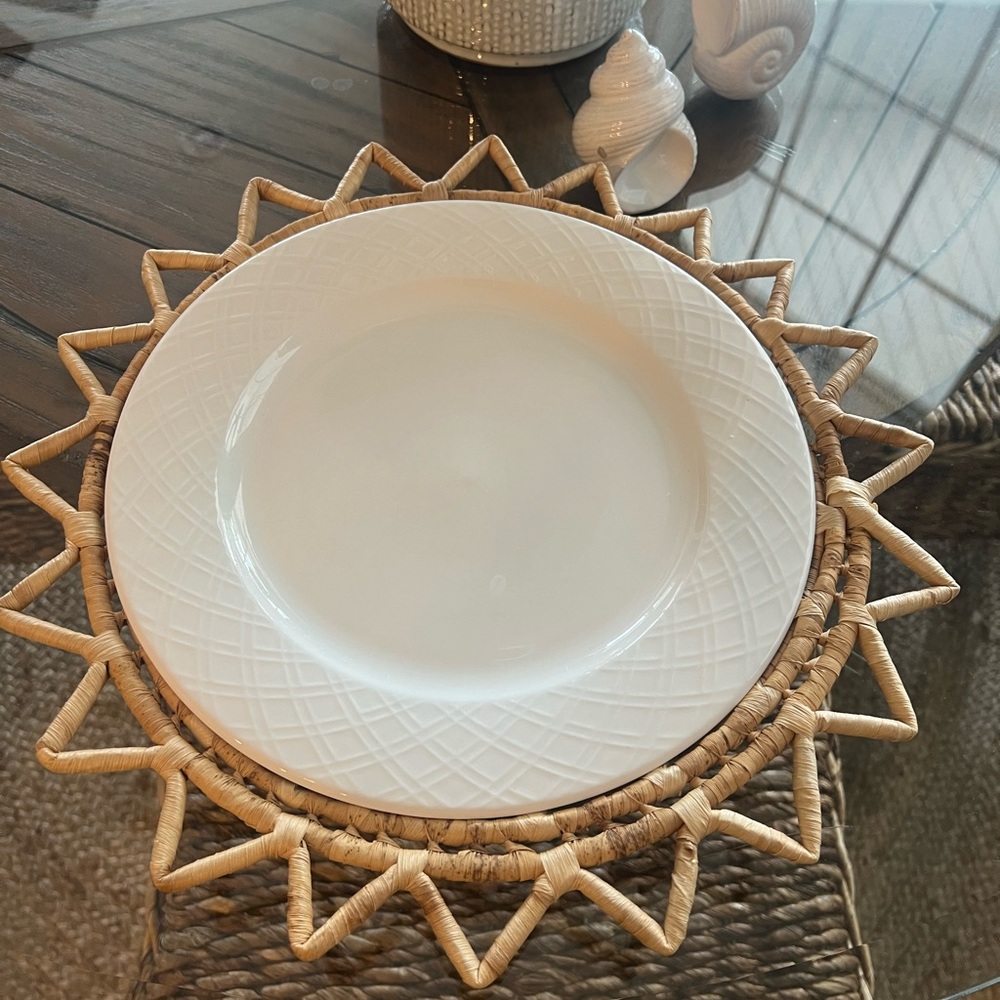 Vintage Woven Coiled Sun Star Starburst Basket Charger Boho Wall Table Set of 4